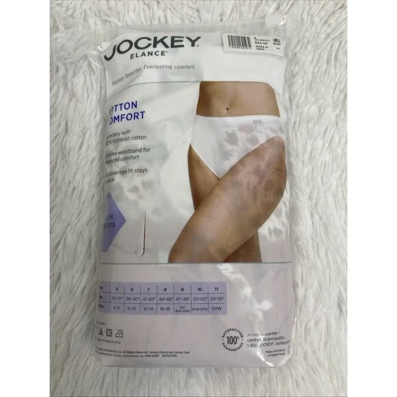 Jockey Elance Underwear French Cuts 100% Cotton Comfort 3 Pack Pink Floral White - Picture 10 of 10